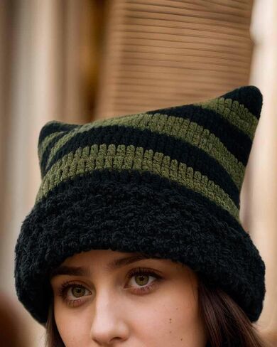 Y2k Beanie Cat Beanie Soft Knit Lazy Beanie for Women Goth Cat Accessories Cat Hat in Saudi Arabia