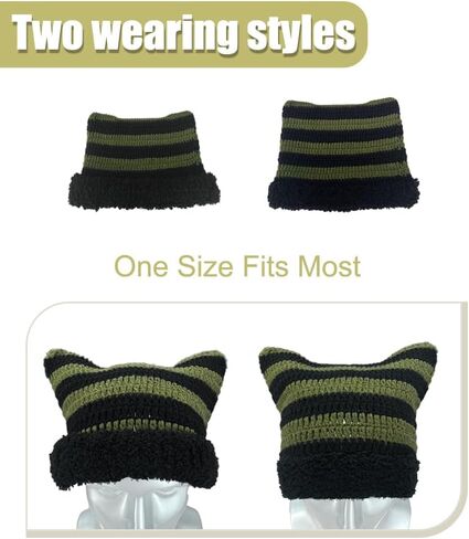 Y2k Beanie Cat Beanie Soft Knit Lazy Beanie for Women Goth Cat Accessories Cat Hat in Saudi Arabia