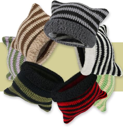 Y2k Beanie Cat Beanie Soft Knit Lazy Beanie for Women Goth Cat Accessories Cat Hat in Saudi Arabia
