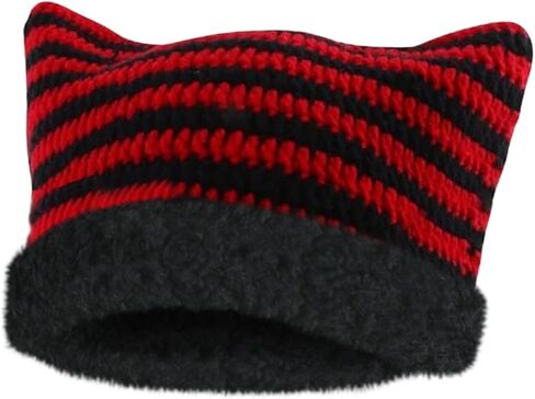 Y2k Beanie Cat Beanie Soft Knit Lazy Beanie for Women Goth Cat Accessories Cat Hat in Saudi Arabia