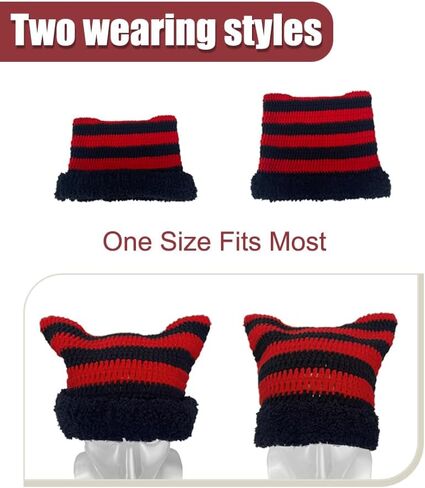 Y2k Beanie Cat Beanie Soft Knit Lazy Beanie for Women Goth Cat Accessories Cat Hat in Saudi Arabia