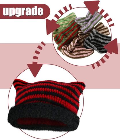 Y2k Beanie Cat Beanie Soft Knit Lazy Beanie for Women Goth Cat Accessories Cat Hat in Saudi Arabia