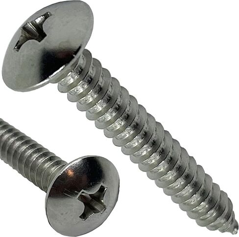#12 x 1.5" - 18-8 (304) Stainless Steel Truss Head Screw - Fast Self Tapping Wood - Phillips Drive - Full Thread -Bright Finish - 1 ½ in by BRAUNY BOY HARDWARE (50, Screws) in Kuwait