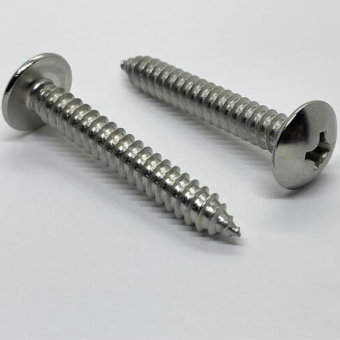 #12 x 1.5" - 18-8 (304) Stainless Steel Truss Head Screw - Fast Self Tapping Wood - Phillips Drive - Full Thread -Bright Finish - 1 ½ in by BRAUNY BOY HARDWARE (50, Screws) in Kuwait