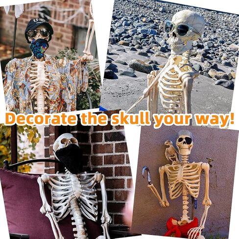 LadyRosian Halloween Decorations Life Size Skeleton Skull Decor Graveyard Outdoor Halloween Home Decor Gift in Kuwait