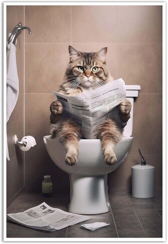 GOVWSRBJ Funny Animal Canvas Wall Art Golden Retriever on Toilet and Reading Newspaper Art Print Animal Sitting on Toilet Bathroom Poster Funny Dog Picture Gift for Dog Owner Bathroom Decor Poster in Saudi Arabia