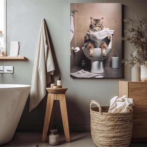 GOVWSRBJ Funny Animal Canvas Wall Art Golden Retriever on Toilet and Reading Newspaper Art Print Animal Sitting on Toilet Bathroom Poster Funny Dog Picture Gift for Dog Owner Bathroom Decor Poster in Saudi Arabia