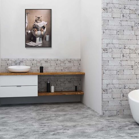 GOVWSRBJ Funny Animal Canvas Wall Art Golden Retriever on Toilet and Reading Newspaper Art Print Animal Sitting on Toilet Bathroom Poster Funny Dog Picture Gift for Dog Owner Bathroom Decor Poster in Saudi Arabia