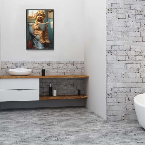 GOVWSRBJ Funny Animal Canvas Wall Art Golden Retriever on Toilet and Reading Newspaper Art Print Animal Sitting on Toilet Bathroom Poster Funny Dog Picture Gift for Dog Owner Bathroom Decor Poster in Saudi Arabia