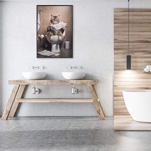 GOVWSRBJ Funny Animal Canvas Wall Art Golden Retriever on Toilet and Reading Newspaper Art Print Animal Sitting on Toilet Bathroom Poster Funny Dog Picture Gift for Dog Owner Bathroom Decor Poster in Saudi Arabia