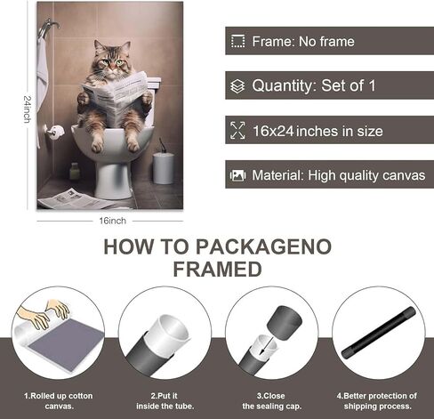 GOVWSRBJ Funny Animal Canvas Wall Art Golden Retriever on Toilet and Reading Newspaper Art Print Animal Sitting on Toilet Bathroom Poster Funny Dog Picture Gift for Dog Owner Bathroom Decor Poster in Saudi Arabia