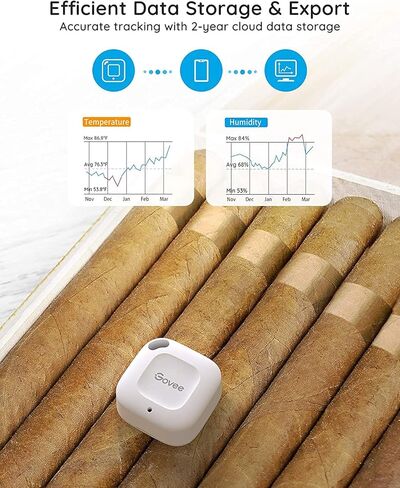 Govee Bluetooth Hygrometer Thermometer, Wireless Thermometer, Mini Humidity Sensor with Notification Alert, Data Storage and Export, 262 Feet Connecting Range in Kuwait