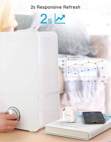 Govee Bluetooth Hygrometer Thermometer, Wireless Thermometer, Mini Humidity Sensor with Notification Alert, Data Storage and Export, 262 Feet Connecting Range in Kuwait