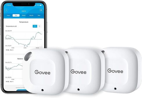 Govee Bluetooth Hygrometer Thermometer, Wireless Thermometer, Mini Humidity Sensor with Notification Alert, Data Storage and Export, 262 Feet Connecting Range in Kuwait
