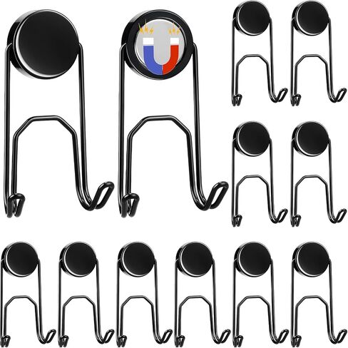 Tioncy 12 Pcs Magnetic Hooks, 55 Lbs Heavy Duty Magnet Hanging Hooks for Refrigerator 304 Stainless Steel Hanging Hooks Kitchen Hooks Magnetic Grill Hooks for Locker Garage and Magnetic Surfaces in Saudi Arabia