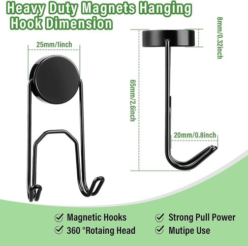 Tioncy 12 Pcs Magnetic Hooks, 55 Lbs Heavy Duty Magnet Hanging Hooks for Refrigerator 304 Stainless Steel Hanging Hooks Kitchen Hooks Magnetic Grill Hooks for Locker Garage and Magnetic Surfaces in Saudi Arabia