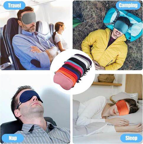 50 عبوة من قناع العين للنوم، معصوب العينين خفيف الوزن، معصوب العينين لألعاب الحفلات، أقنعة النوم مع وسادة أنف وحزام مطاطي، قناع نوم للنوم أثناء السفر، غطاء عين للنساء والرجال، 12 لونًا in Kuwait