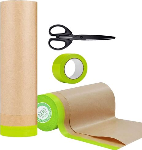 Masking Paper for Painting, Automotive Painting Paper Roll, 6 Rolls Assorted Sizes Tape and Drape Painters Paper, for Painting Car, House Decoration or Painting, Floor, Frames Painting Protection. in Saudi Arabia