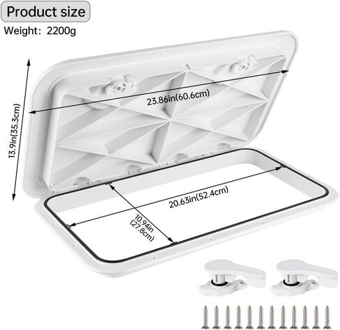 Marine Deck Access Hatch 13.9"×23.86" White/Black Rectangle Boat Hatch & Lid,Boat Deck Hatch Lids in Saudi Arabia
