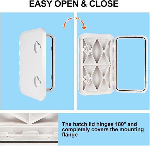 Marine Deck Access Hatch 13.9"×23.86" White/Black Rectangle Boat Hatch & Lid,Boat Deck Hatch Lids in Saudi Arabia