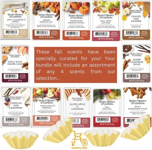 Fall Wax Melts Bundle – Better Homes and Gardens Wax Melts (4) Autumn Wax Melts Pumpkin Spice Wax Melts with Amarysho (4) Wax Warmer Liners Gift Set in Saudi Arabia