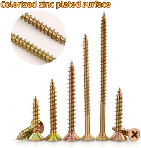 مجموعة متنوعة من مسامير الخشب 170 قطعة، 7 مقاسات #6(5/8"، 4/5"، 1"، 1-1/5"، 1-2/5"، 1-3/5"، 2")، مسطحة براغي الرأس، مجموعة براغي الحوائط الجافة المتنوعة، مثالية للخشب والصفائح الصخرية والمزيد (فضي) in Saudi Arabia