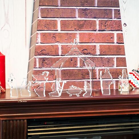 Yousoontic 13 قطعة مجموعة عيد الميلاد الشفاف من الأكريليك لمشهد ميلاد عيد الميلاد تماثيل تمثال صغير للديكور الداخلي لعيد الميلاد وعطلة العشاء وديكور سطح الطاولة in Kuwait