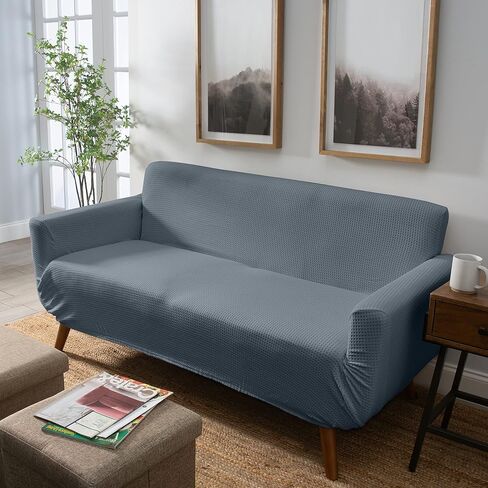 Home Details Stretch Furniture Protector Slipcover, Good for Dog Hair, Dust & Spills, Machine Washable, Sofa, Grey in Kuwait