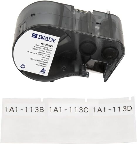 ملصقات برادي الأصلية (M5-375-1-342) PermaSleeve® بولي أوليفين قابلة للانكماش بالحرارة 0.645 بوصة ارتفاع × 1 بوصة عرض أسود على أبيض 0.375 بوصة قطر، خرطوشة مكونة من 80 ملصقًا. للاستخدام مع طابعات الملصقات BMP51 وM511 in Kuwait