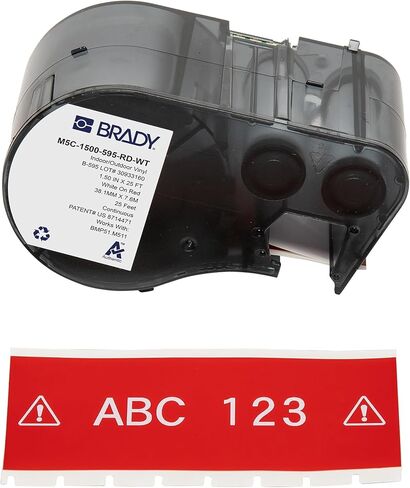 ملصقات برادي الأصلية (M5-375-1-342) PermaSleeve® بولي أوليفين قابلة للانكماش بالحرارة 0.645 بوصة ارتفاع × 1 بوصة عرض أسود على أبيض 0.375 بوصة قطر، خرطوشة مكونة من 80 ملصقًا. للاستخدام مع طابعات الملصقات BMP51 وM511 in Kuwait