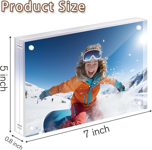 5x7 Acrylic Photo Frame 3 Pack, 20mm Thick Double Sided Magnetic, Frameless Transparent Photo Frame, Free Standing Transparent Desktop Display Stand, Desktop Display Gifts in Saudi Arabia