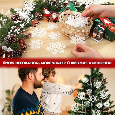 84 Piece Christmas Tree Ornaments Set, Christmas Glitter Berries Stems Poinsettia Flower Artificial Snowflake Icicle Drop - DIY Xmas Wreath Holiday Home Party Decor(Blue) in Saudi Arabia