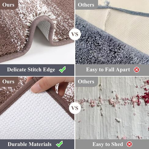 Vaukki 5 Piece Bathroom Rugs Set, Non Slip Shaggy Microfiber Plush Absorbent Washable Bath Shower Mats Runner for Tub (18''x26''+20''x32''+20''x47''+U20''x24''+Lid Cover, Grey) in Kuwait