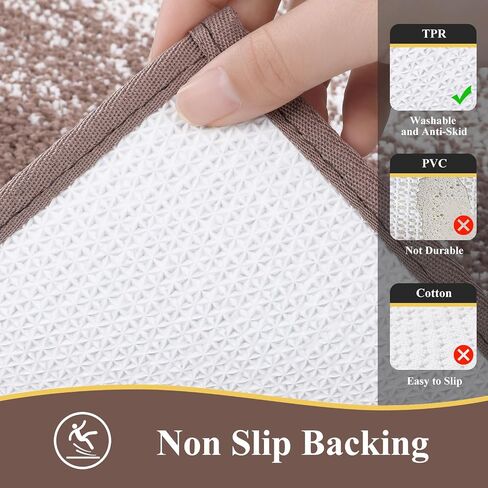 Vaukki 5 Piece Bathroom Rugs Set, Non Slip Shaggy Microfiber Plush Absorbent Washable Bath Shower Mats Runner for Tub (18''x26''+20''x32''+20''x47''+U20''x24''+Lid Cover, Grey) in Kuwait