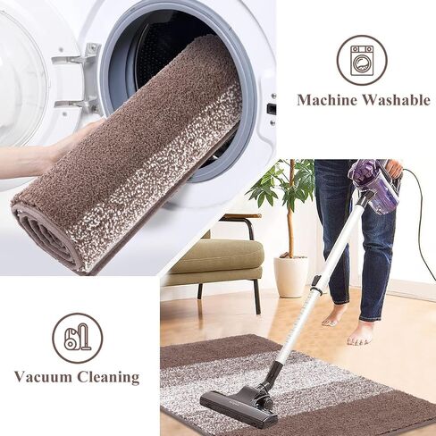 Vaukki 5 Piece Bathroom Rugs Set, Non Slip Shaggy Microfiber Plush Absorbent Washable Bath Shower Mats Runner for Tub (18''x26''+20''x32''+20''x47''+U20''x24''+Lid Cover, Grey) in Kuwait