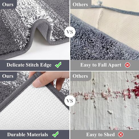 Vaukki 5 Piece Bathroom Rugs Set, Non Slip Shaggy Microfiber Plush Absorbent Washable Bath Shower Mats Runner for Tub (18''x26''+20''x32''+20''x47''+U20''x24''+Lid Cover, Grey) in Kuwait