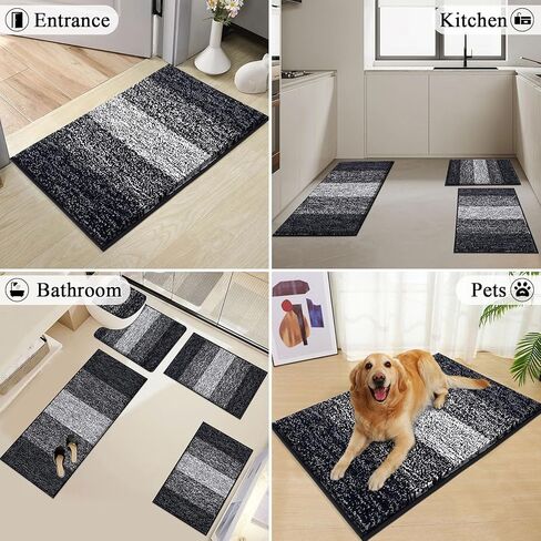 مجموعة سجاد الحمام Vaukki المكونة من 5 قطع، سجادات حمام من الألياف الدقيقة الأشعث غير قابلة للانزلاق وقابلة للغسل وقابلة للغسل لحوض الاستحمام (18 بوصة × 26 بوصة + 20 بوصة × 32 بوصة + 20 بوصة × 47 بوصة + U20 بوصة × 24 بوصة + غطاء الغطاء، رمادي) in Kuwait