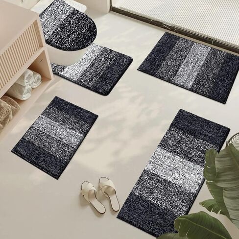 مجموعة سجاد الحمام Vaukki المكونة من 5 قطع، سجادات حمام من الألياف الدقيقة الأشعث غير قابلة للانزلاق وقابلة للغسل وقابلة للغسل لحوض الاستحمام (18 بوصة × 26 بوصة + 20 بوصة × 32 بوصة + 20 بوصة × 47 بوصة + U20 بوصة × 24 بوصة + غطاء الغطاء، رمادي) in Kuwait