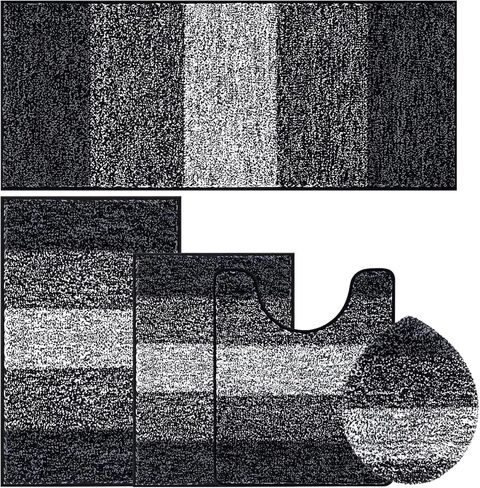 مجموعة سجاد الحمام Vaukki المكونة من 5 قطع، سجادات حمام من الألياف الدقيقة الأشعث غير قابلة للانزلاق وقابلة للغسل وقابلة للغسل لحوض الاستحمام (18 بوصة × 26 بوصة + 20 بوصة × 32 بوصة + 20 بوصة × 47 بوصة + U20 بوصة × 24 بوصة + غطاء الغطاء، رمادي) in Kuwait