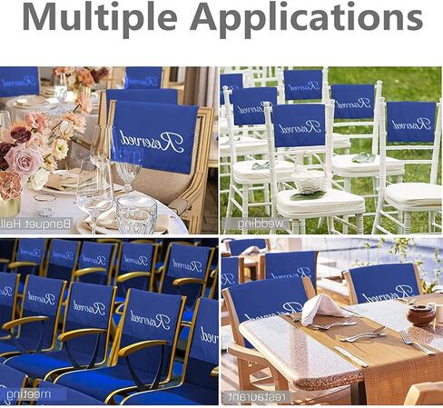 20pcs Reserved Chair Signs 11 x 22 inch Reserved Pew Cloths Double-sided Thickened 600d Oxford Reserved Seating Placeholder for Church Pew Seats Wedding Seating Decoration navy blue in Kuwait