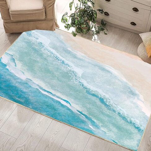 Beach Rug Doormat 2'x3', Watercolor Sea Mat Ocean Nature Scenery Door Washable Entryway Rug Small Area Rug for Bedroom/Kitchen/Bathroom in Saudi Arabia
