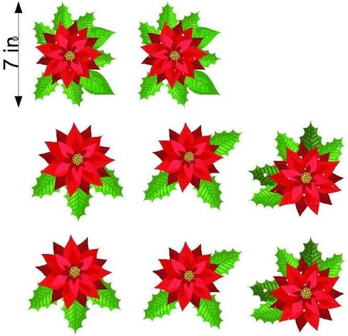 Poinsettia 8 Piece Static Cling Christmas Holiday Window Art Set Works on Most Windows and Glass Surfaces Reusable and Long Lasting in Saudi Arabia