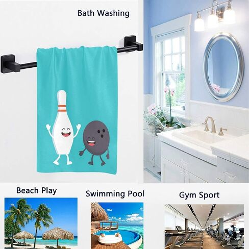 Naanle Cartoon Funny Bowling Ball and Pin Print Soft Absorbent Guest Hand Towels for Bathroom, Hotel, Gym and Spa (16 x 30 Inches) in Kuwait