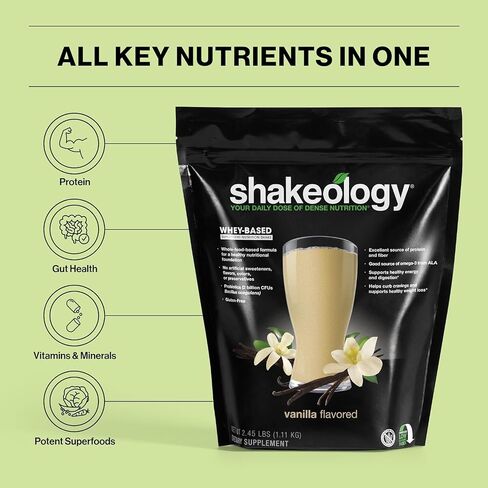 shakeology Whey Protein Powder Blend - Gluten Free, Superfood Protein Shake with Vitamins and Minerals - Helps Support Healthy Weight Loss, Lean Muscle Support, Gut Health - Vanilla, 30 Servings in Saudi Arabia