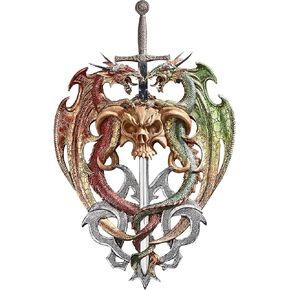 Design Toscano Hell-Bent Dragon Protectors of The Sword Gothic Wall Sculpture, 17 Inch, Resin, Full Color Finish in Kuwait