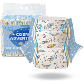 CutiePlusU Adult Diapers 10 Pieces, Disposable Incontinence Briefs with Tabs for Women and Men, Maximum Overnight Absorbency- Cosmic Adventurer (Medium 28"-38")