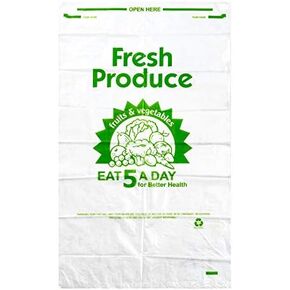 Plastic Roll Bags 12"x20", HDPE 5 A-Day Produce Roll, 1 Roll 380 Bags