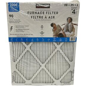 Kirkland Signature High Performance Furnace Filter, 2200 Microparticle Performance Elite Allergen Reduction - 4 PACK (16x25x1) - 90 Day - Dual Airflow Technology