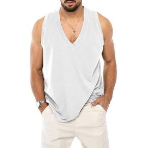 elselect Mens Muscle Tank Tops Casual Sleeveless V Neck T Shirt Loose Summer Tanks Gym Wear
