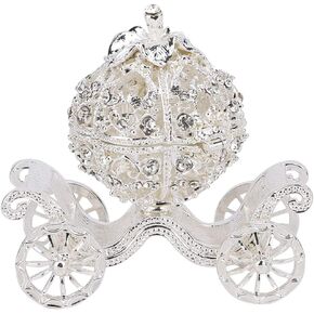 Pumpkin Carriage Jewelry Box Crystal,Rose Crystal Carriage Jewelry Box,Trinket Boxes for Women Large Rhinestone Decorated Pumpkin Carriage Jewelry Box Metal Crafts Gift Tabletop Decoration